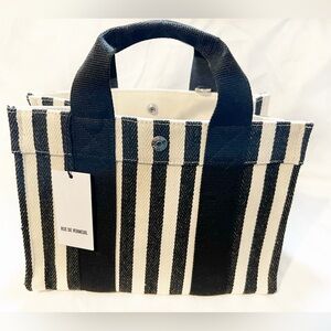 Rue de Verneuil Black and White Striped Tote